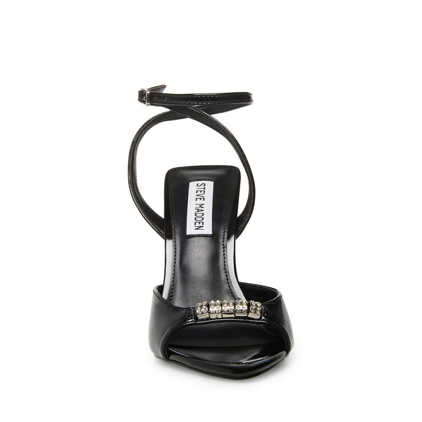 Black Steve Madden Prize Patent Women's Heels Sandals | PH 0826KS16